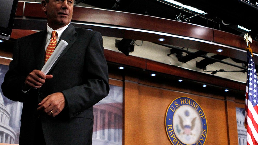 House Speaker Boehner departs after a news conference at the U.S. Capitol in Washington