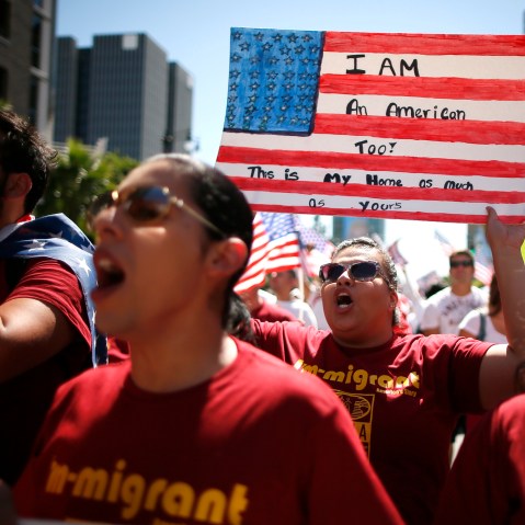 Protesters march to demand immigration reform in Hollywood, Los Angeles, Calif. on Oct. 5, 2013.