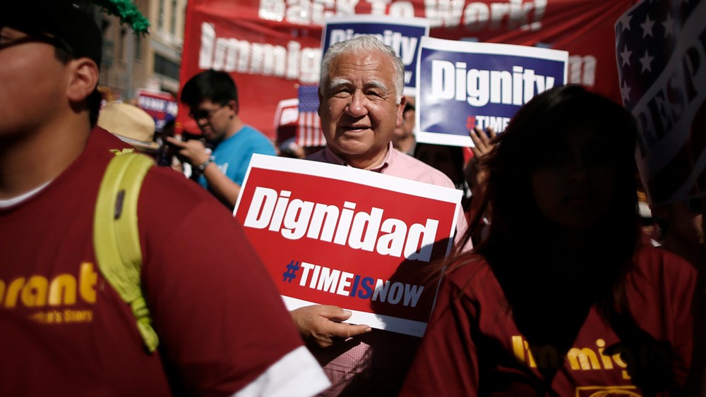 Protesters march to demand immigration reform in Hollywood, Los Angeles, Calif., Oct. 5, 2013.