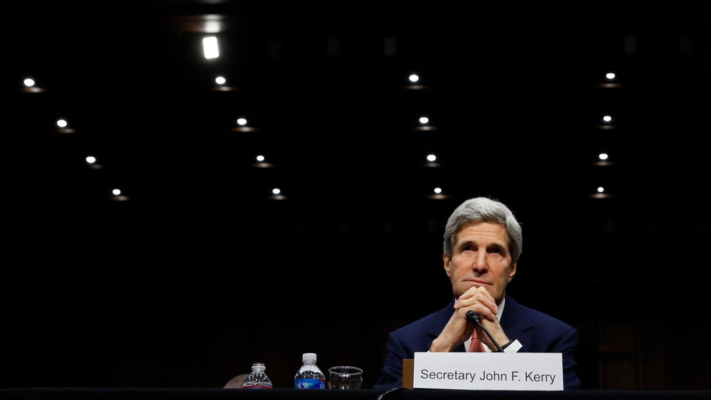 U.S. Secretary of State John Kerry testifies at a Senate hearing in Washington on March 13, 2014. (Photo by Kevin Lamarque/Reuters)
