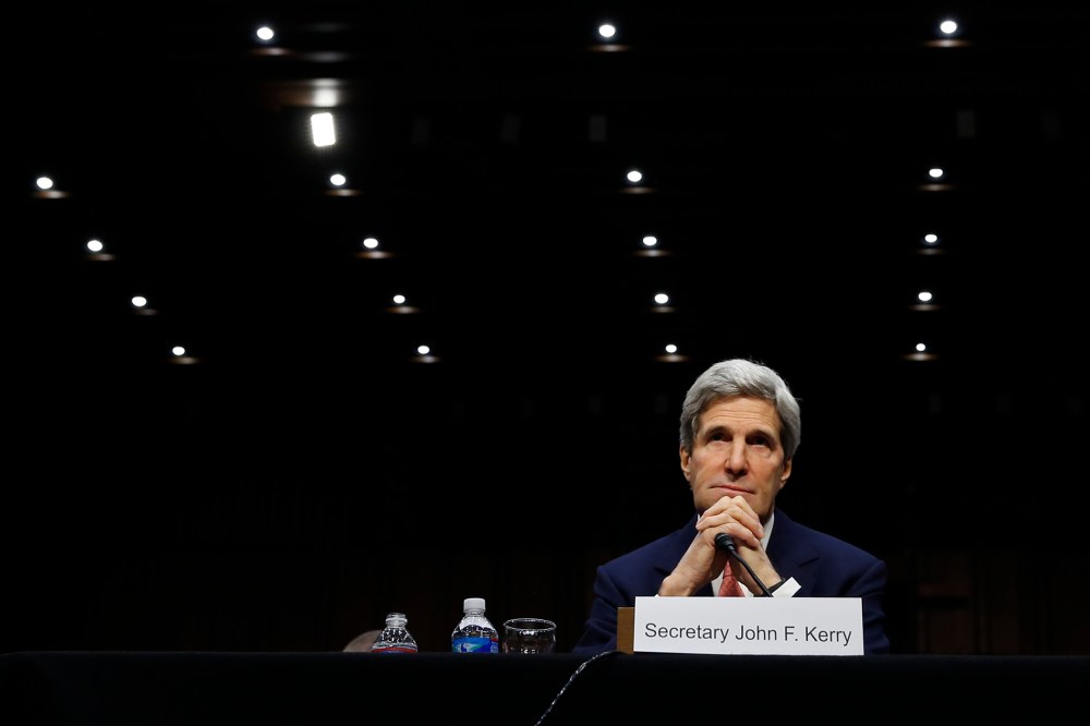 U.S. Secretary of State John Kerry testifies at a Senate hearing in Washington on March 13, 2014. (Photo by Kevin Lamarque/Reuters)