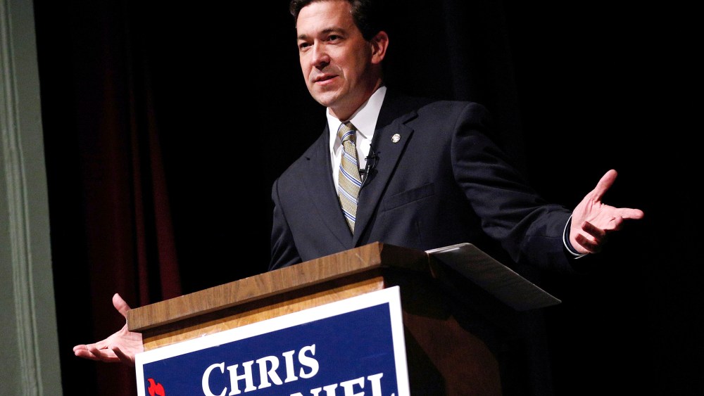 Mississippi Senator Chris McDaniel speaks during a town hall meeting in Ocean Springs, Miss., March 18, 2014.