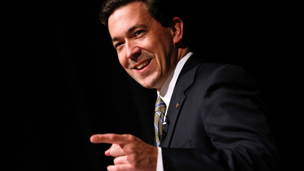 Mississippi Senator Chris McDaniel speaks during a town hall meeting in Ocean Springs, Mississippi, March 18, 2014.