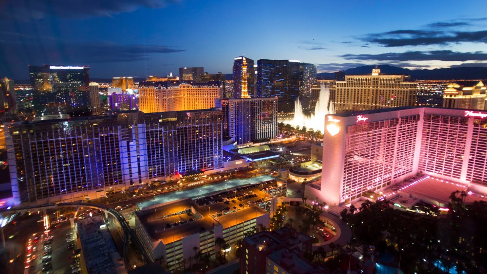 Las Vegas Strip casinos are seen from the 550 foot-tall (167.6 m) High Roller observation wheel, the tallest in the world, in Las Vegas