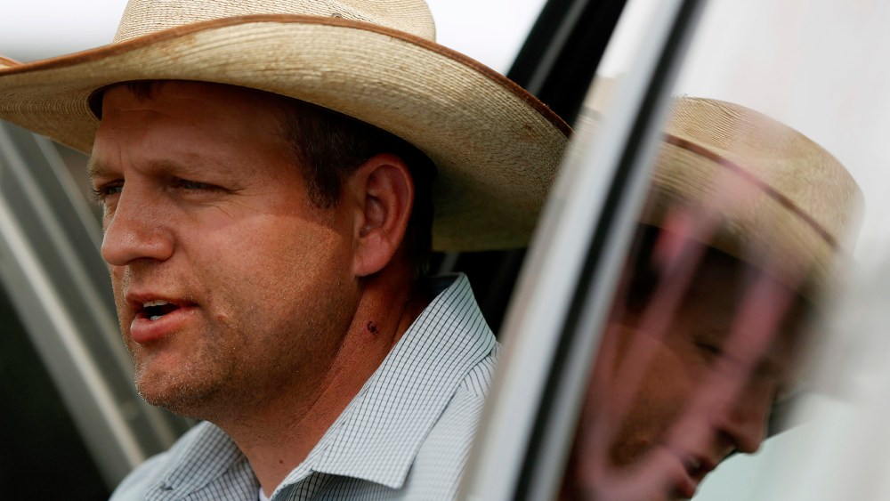 Ammon Bundy, son of rancher Cliven Bundy, talks about being tasered in Bunkerville, Nev., April 11, 2014. (Photo by Jim Urquhart/Reuters)