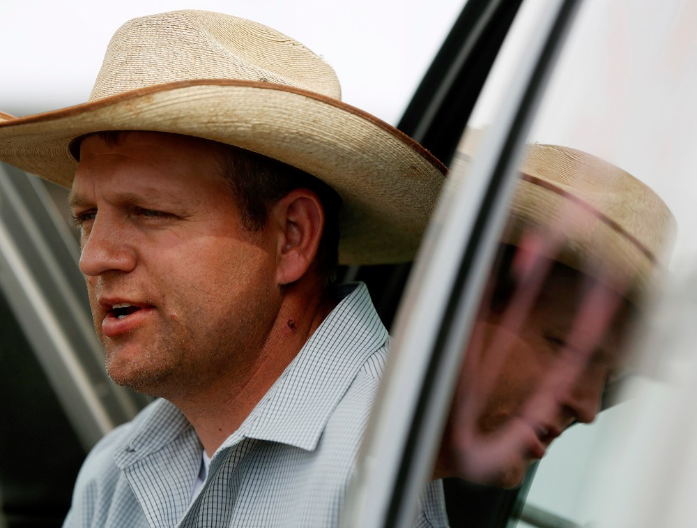 Ammon Bundy, son of rancher Cliven Bundy, talks about being tasered in Bunkerville, Nev., April 11, 2014. (Photo by Jim Urquhart/Reuters)