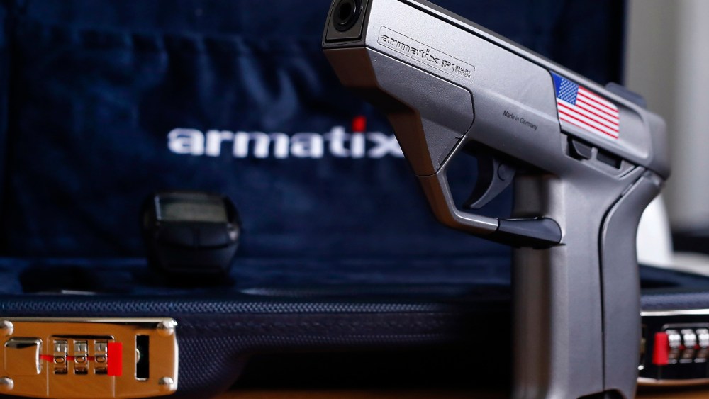 A smart gun by Armatix is pictured at the Armatix headquarters in Munich May 14, 2014. (Photo by Michael Dalder/Reuters)
