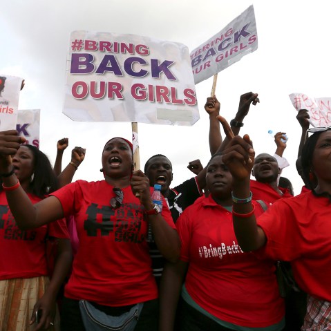 The Abuja wing of the "Bring Back Our Girls" protest group march calling for the release of the Nigerian schoolgirls in Chibok who were kidnapped by Islamist militant group Boko Haram, on May 22, 2014. (Photo by Afolabi Sotunde/Reuters)