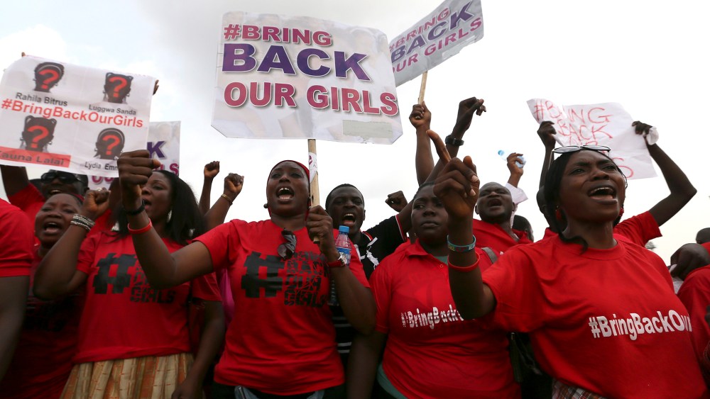 The Abuja wing of the "Bring Back Our Girls" protest group march on May 22, 2014.