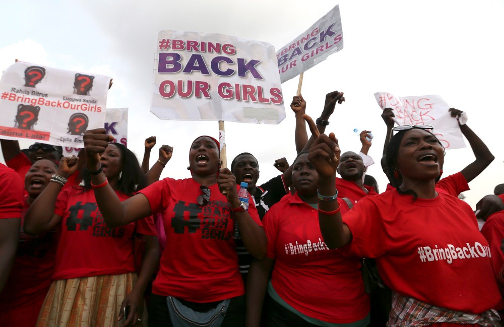 The Abuja wing of the "Bring Back Our Girls" protest group march on May 22, 2014.