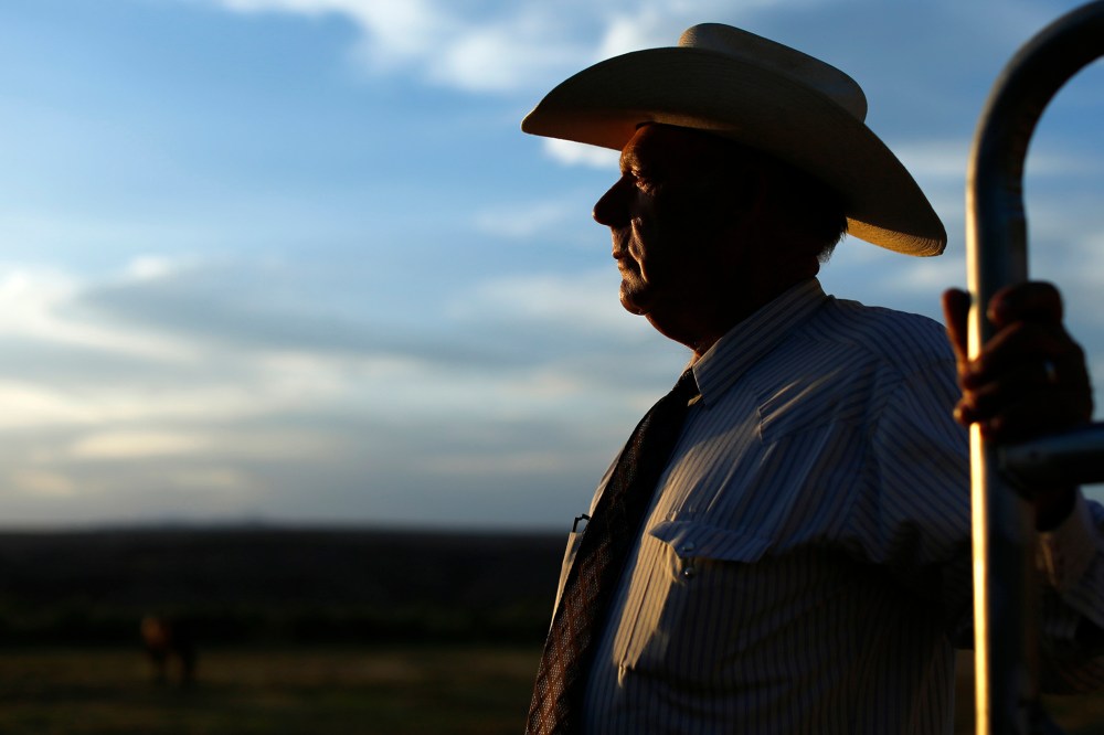 Rancher Cliven Bundy looks out over his 160 acre ranch in Bunkerville, Nevada May 3, 2014. (Photo by Mike Blake/Reuters)
