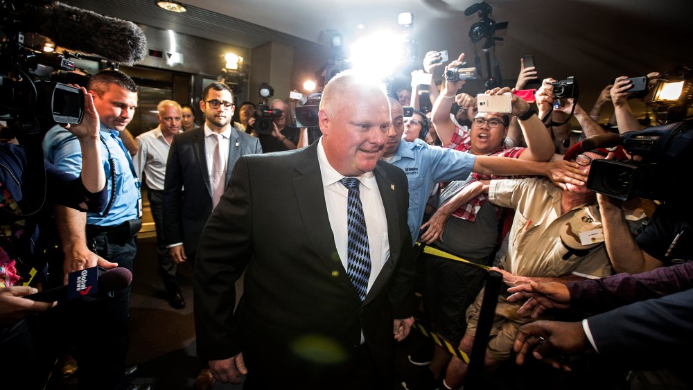 Toronto Mayor Ford arrives at City Hall in Toronto