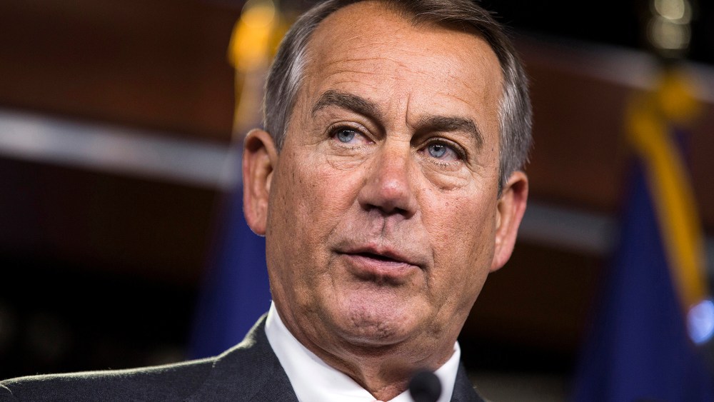Speaker of the House John Boehner (R-OH) speaks to the media on Capitol Hill in Washington July 10, 2014.
