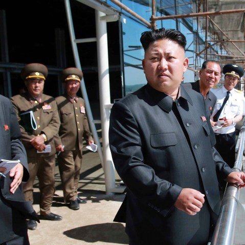 North Korean leader Kim Jong Un pays a visit to the construction site of a terminal at Pyongyang International Airport, July 11, 2014. (Photo by KCNA KCNA/Reuters)
