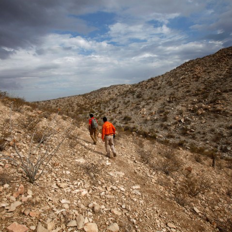 Members of Mexican immigrant welfare agency Grupo Beta search in the mountains between Mexico and the U.S. for potential border crossers during a patrol on the outskirts of Ciudad Juarez, July 29, 2014. (Photo by Jose Luis Gonzalez/Reuters)
