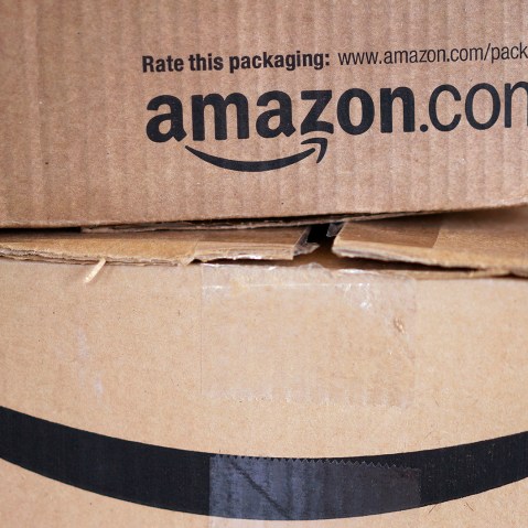 Two freshly delivered Amazon boxes are seen. (Photo by Rick Wilking/Reuters)