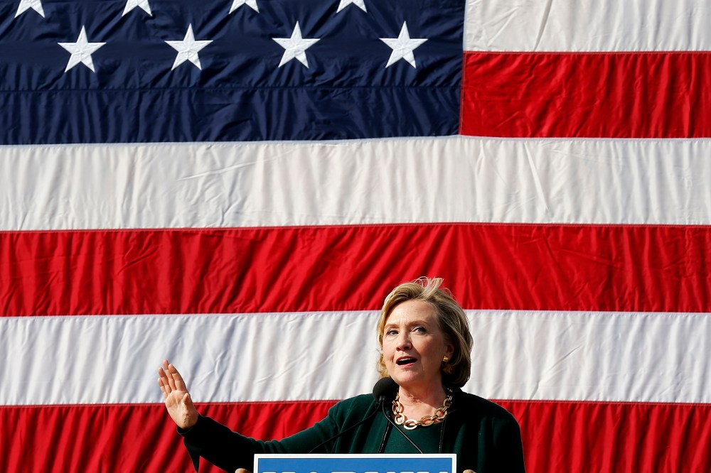 Former U.S. Secretary of State Hillary Clinton speaks at the 37th Harkin Steak Fry in Indianola, Iowa, on Sept. 14, 2014.