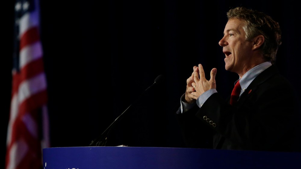 U.S. Senator Rand Paul (R-Ky.) delivers remarks at the morning plenary session of the Values Voter Summit in Washington, D.C., on Sept. 26, 2014. (Photo by Gary Cameron/Reuters)