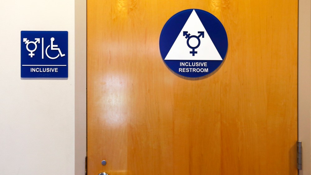 A gender-neutral bathroom is seen at the University of California, Irvine in Irvine, Calif., Sept. 30, 2014. (Photo by Lucy Nicholson/Reuters)