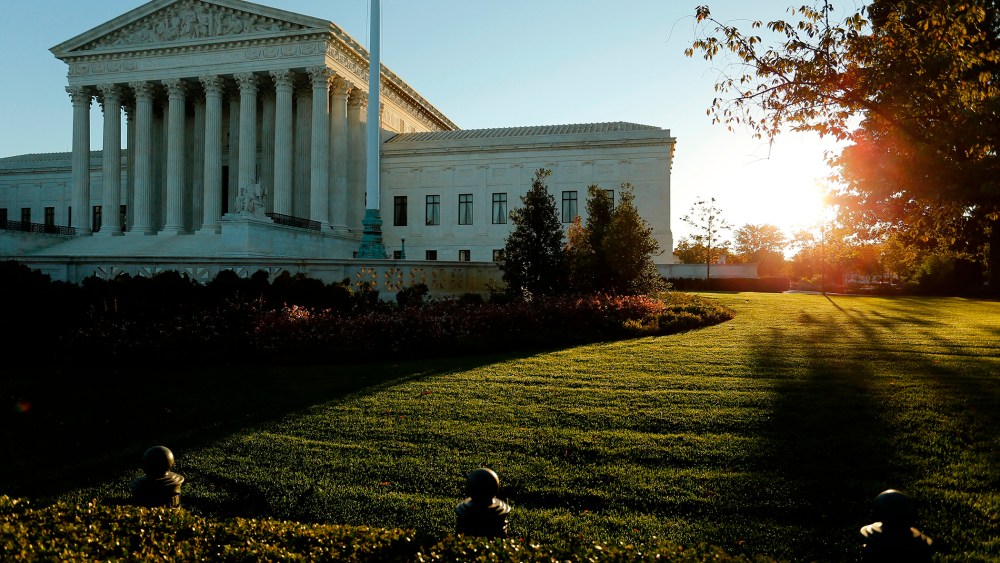 A general view of the U.S. Supreme Court building at sunrise is seen in Washington, D.C., on Oct. 5, 2014. (Photo by Jonathan Ernst/Reuters)