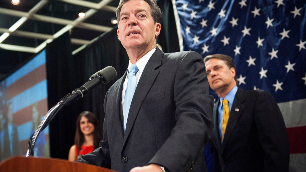 Republican Kansas Governor Sam Brownback speaks to supporters in Topeka, Kansas, on Nov. 4, 2014. (Photo by Mark Kauzlarich/Reuters)