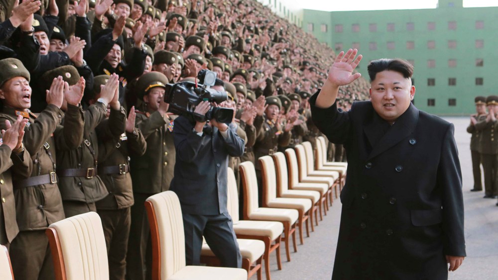 North Korea's leader Kim Jong Un attends a photo session with the participants of a meeting of Korean People's Army (KPA) in this undated photo released by North Korea's Korean Central News Agency (KCNA) in Pyongyang on Nov. 5, 2014. (KCNA KCNA/Reuters)