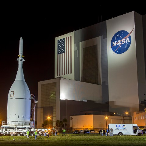 The Orion capsule is moved at Kennedy Space Center in Florida, Nov. 11, 2014. The NASA spacecraft was designed to one day fly astronauts to Mars. (Photo by Mike Brown/Reuters)