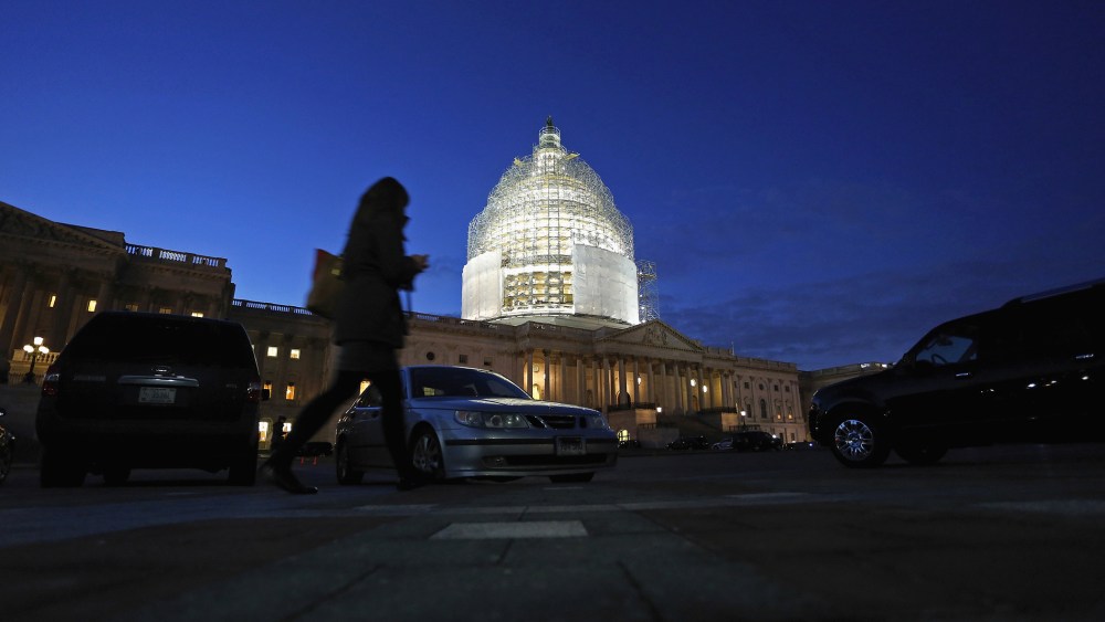 Night falls over the U.S. Capitol in Washington, D.C. on Jan. 20, 2015. (Photo by Jonathan Ernst/Reuters)