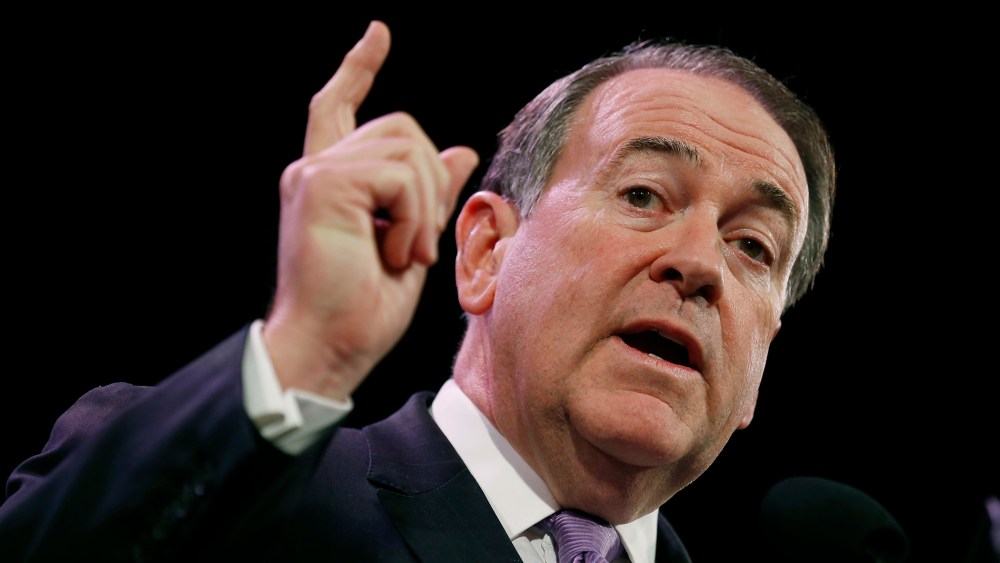 Former Governor of Arkansas Mike Huckabee speaks at the Freedom Summit in Des Moines, Iowa on Jan. 24, 2015. (Photo by Jim Young/Reuters)