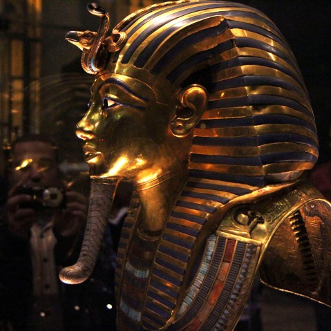 The golden mask of Pharaoh Tutankhamen is seen on display at the Egyptian Museum in Cairo, Jan. 24, 2015. (Photo by Al Youm/Al Saabi Newspaper/Reuters)