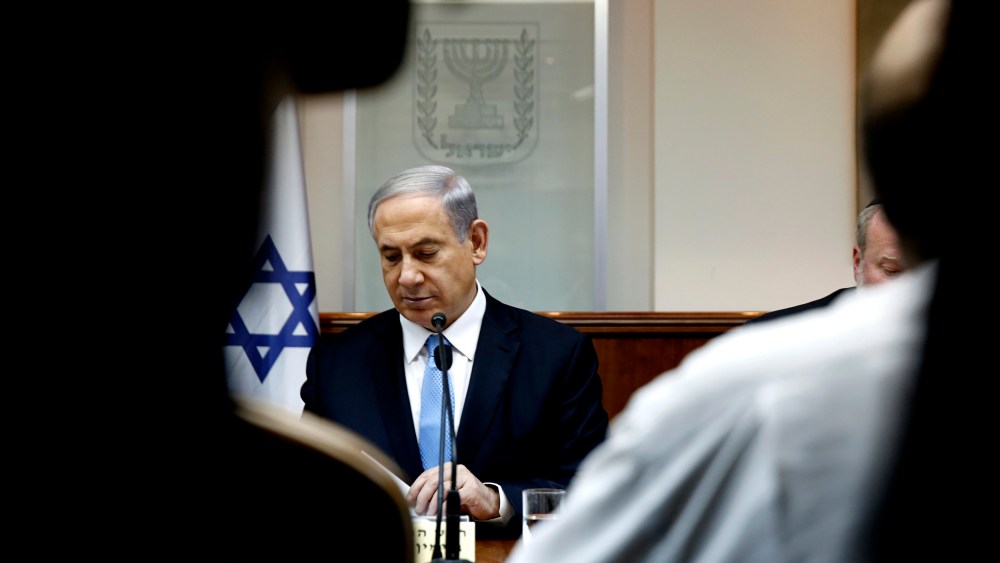 Israel's Prime Minister Benjamin Netanyahu attends a weekly cabinet meeting at his office in Jerusalem Jan. 25, 2015. (Photo by Baz Ratner/Reuters)
