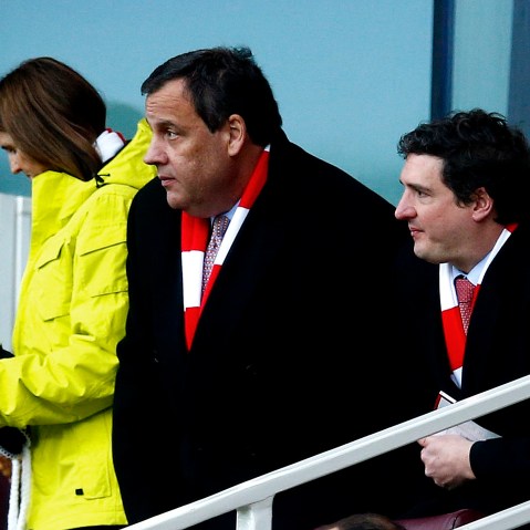 Governor of New Jersey Chris Christie attends Arsenal's English Premier League soccer match at the Emirates Stadium in London, Feb. 1, 2015. (Photo by Eddie Keogh/Reuters)