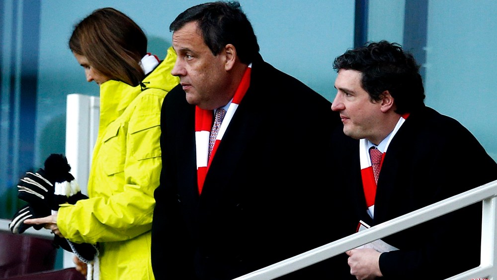 Governor of New Jersey Chris Christie attends Arsenal's English Premier League soccer match at the Emirates Stadium in London, Feb. 1, 2015. (Photo by Eddie Keogh/Reuters)