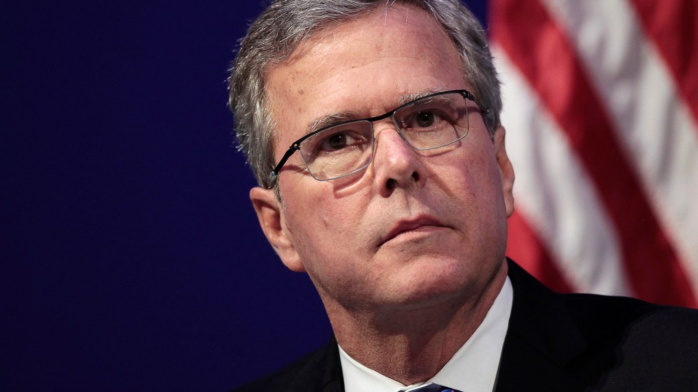 Former Florida Governor Jeb Bush waits to speak at an event in Detroit, Mich., Feb. 4, 2015. (Photo by Rebecca Cook/Reuters)
