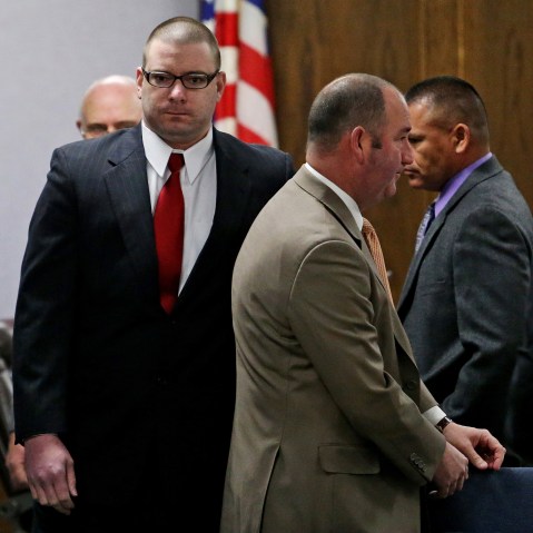 Former Marine Cpl. Eddie Ray Routh enters the courtroom at the Erath County, Donald R. Jones Justice Center in Stephenville, Texas, Feb. 13, 2015. (Photo by Paul Moseley/Reuters)