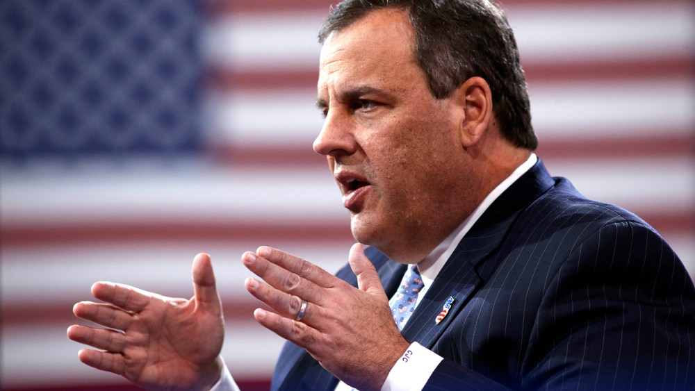 New Jersey Governor Chris Christie speaks while being interviewed onstage at the Conservative Political Action Conference (CPAC) at National Harbor in Maryland on Feb. 26, 2015. (Photo by Kevin Lamarque/Reuters)