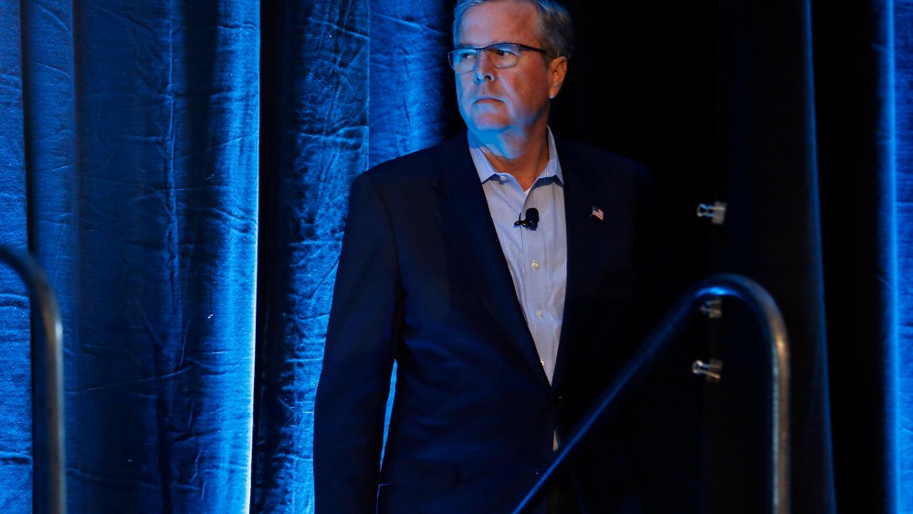 Former Governor of Florida Jeb Bush waits for his introduction at the Iowa Agriculture Summit in Des Moines, Iowa, March 7, 2015. (Photo by Jim Young/Reuters)