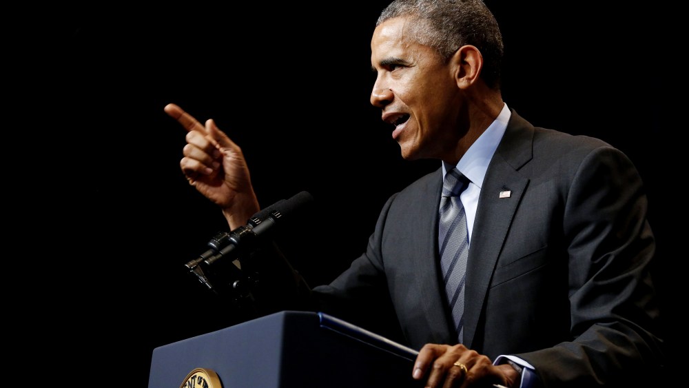President Barack Obama delivers remarks at the National League of Cities annual Congressional City Conference in Washington, March 9, 2015. (Photo by Jonathan Ernst/Reuters)