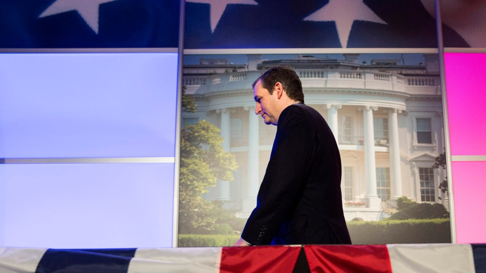 Senator Ted Cruz (R-TX) departs after addressing the International Association of Firefighters delegates at IAFF Presidential Forum in Washington, March 10, 2015. (Photo by Joshua Roberts/Reuters)
