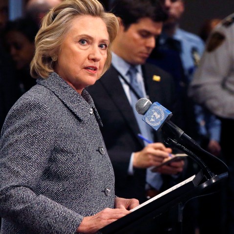 Former U.S. Secretary of State Hillary Clinton speaks during a news conference at the United Nations in New York, March 10, 2015. (Photo by Lucas Jackson/Reuters)