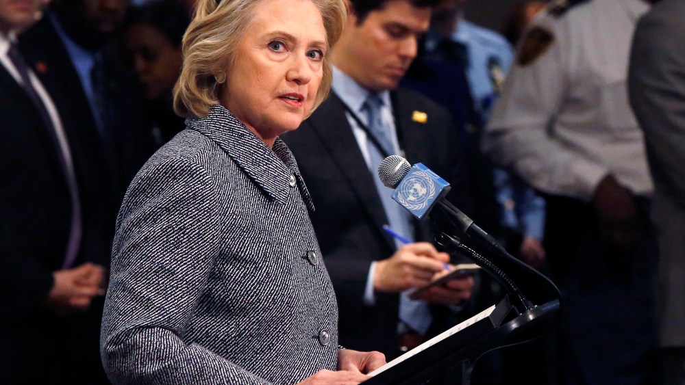 Former U.S. Secretary of State Hillary Clinton speaks during a news conference at the United Nations in New York, March 10, 2015. (Photo by Lucas Jackson/Reuters)
