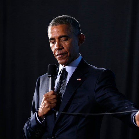 President Barack Obama pauses while speaking during an event in Ohio March 18, 2015. (Photo by Kevin Lamarque/Reuters)