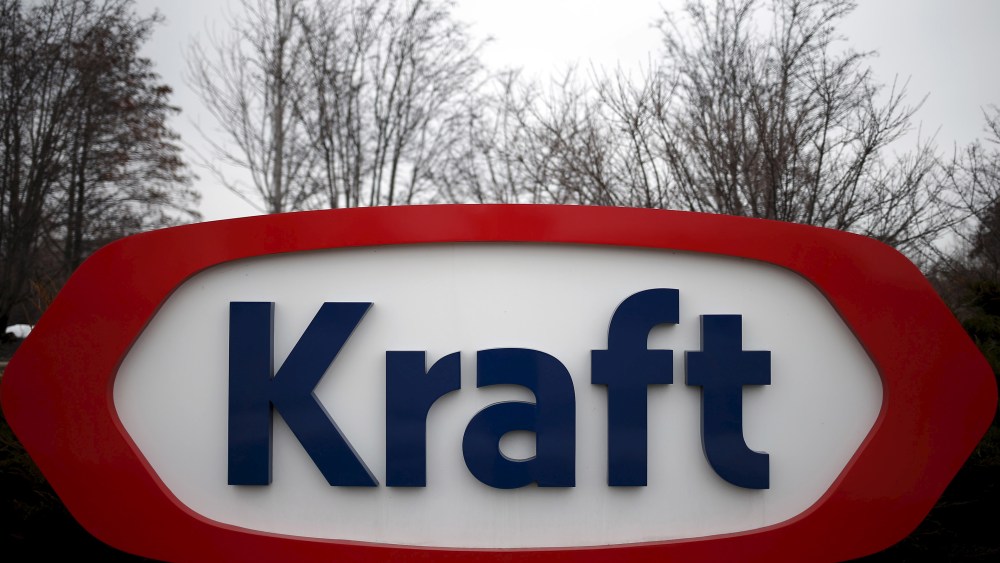 The Kraft logo is pictured outside its headquarters in Northfield, Ill. on March 25, 2015. (Photo by Jim Young/Reuters)