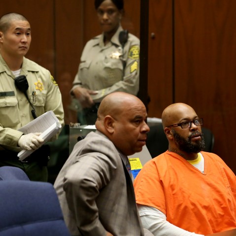 Former rap mogul Marion "Suge'' Knight appears in court with his Lawyer Matthew P Fletcher in Los Angeles April 8, 2015, on charges that he and comedian Micah "Katt" Williams stole a photographer's camera in Beverly Hills. (Photo by Irfan Khan/Reuters)