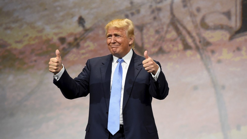 Donald Trump speaks during the National Rifle Association's annual meeting in Nashville, Tenn. (Photo by Harrison McClary/Reuters).