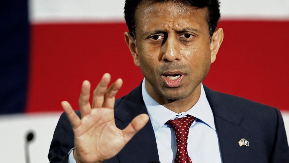 Potential Republican 2016 presidential candidate Louisiana Governor Bobby Jindal speaks at the First in the Nation Republican Leadership Conference in Nashua, N.H. April 18, 2015. (Photo by Brian Snyder/Reuters)