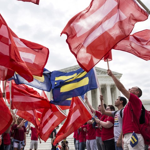 Supporters of gay marriage rally in front of the Supreme Court in Washington on June 25, 2015. (Photo by Joshua Roberts/Reuters)