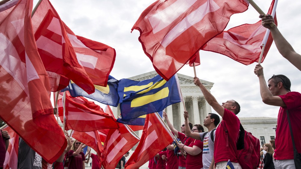 Supporters of gay marriage rally in front of the Supreme Court in Washington on June 25, 2015. (Photo by Joshua Roberts/Reuters)