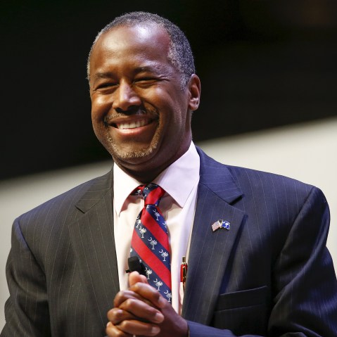 U.S. Republican candidate Dr. Ben Carson speaks during the Heritage Action for America presidential candidate forum in Greenville, SC., Sept. 18, 2015. (Photo by Chris Keane/Reuters)