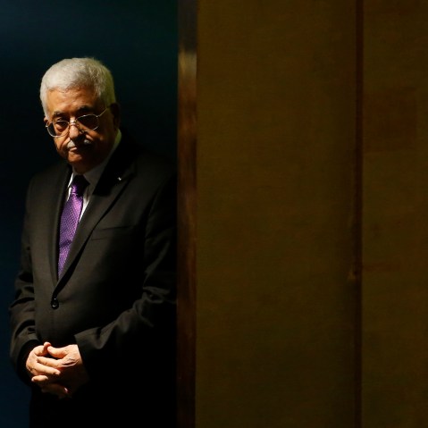 Palestinian President Mahmoud Abbas arrives to deliver his address during the 70th session of the United Nations General Assembly at the U.N. headquarters in New York, on Sept. 30, 2015. (Photo by Mike Segar/Reuters)